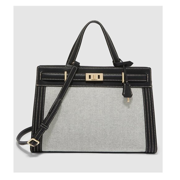 Nine West Black Multi Sadie Jet Set Satchel Bag - Picture 1 of 4